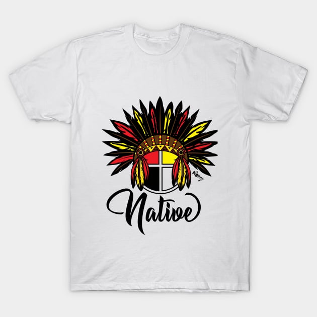 "Native" Headdress & Medicine Wheel T-Shirt by BigChief